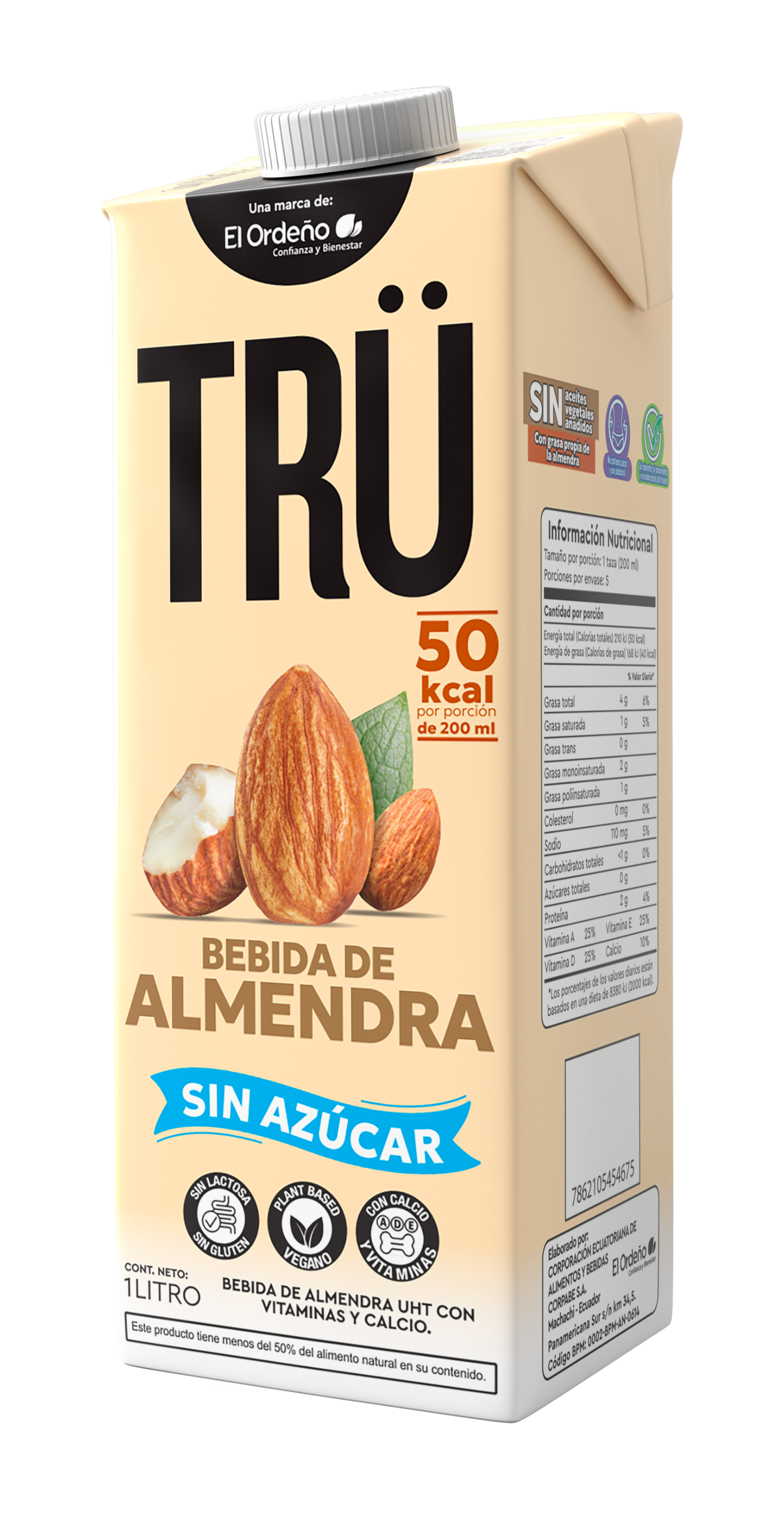 Bebida de almendra sin azúcar alimento en Generación Trü
