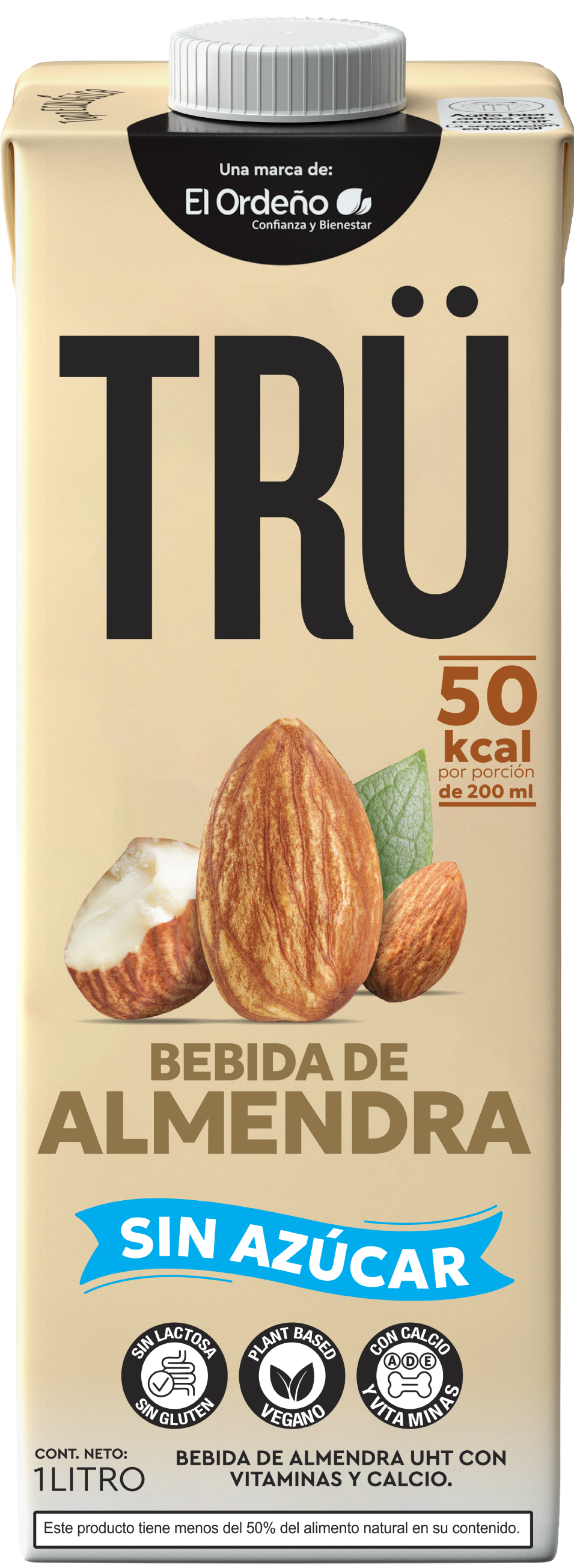 Bebida de almendra sin azúcar de un litro alimento en Generación Trü